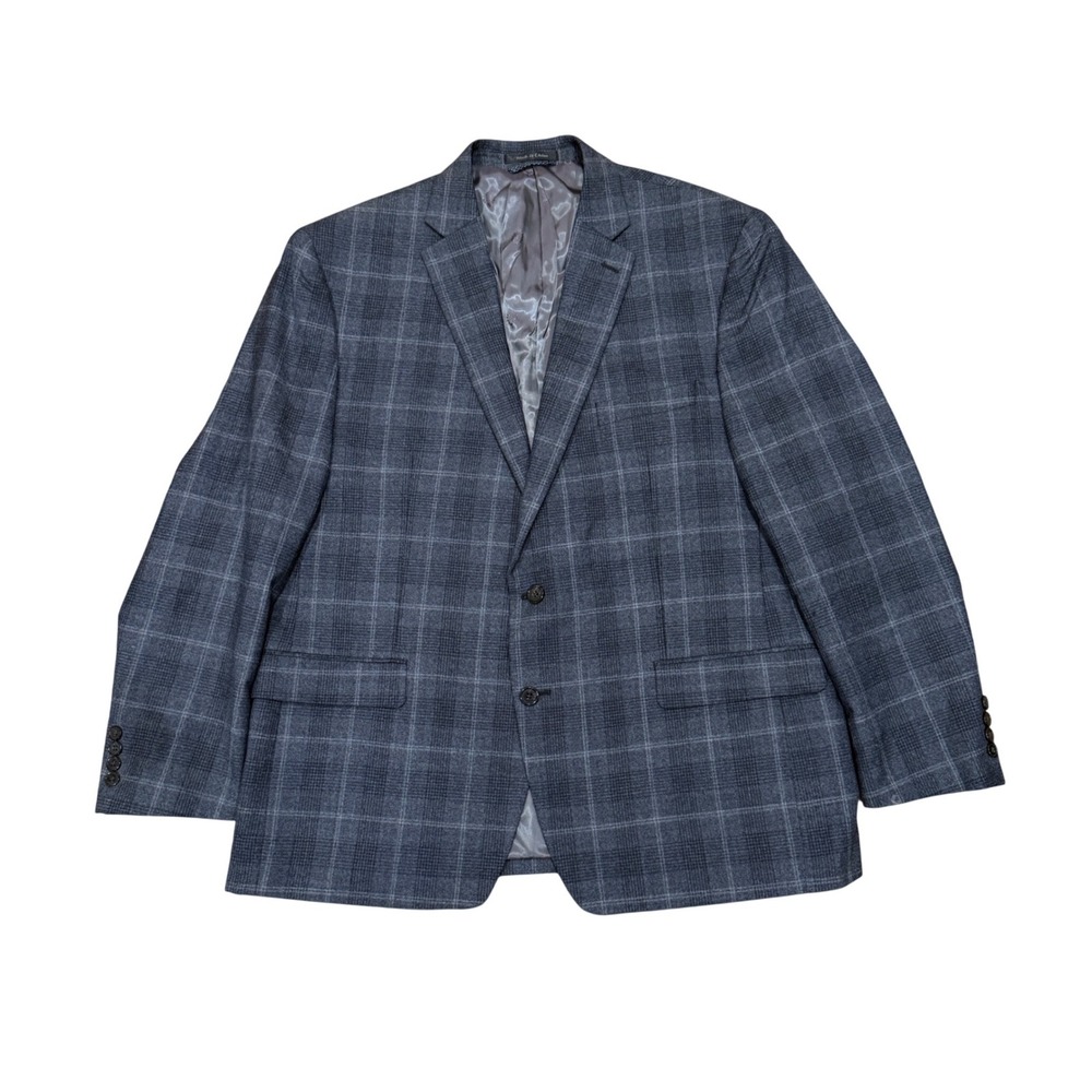 Lauren‎ Ralph Lauren Mens 46R Blue Plaid Two Button Sport Coat Blazer Jacket